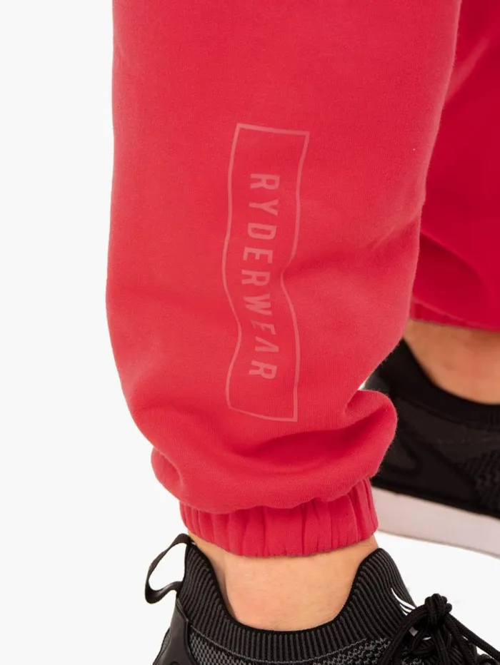 Gym Pants Mens Ryderwear Recharge Relaxed Track Pant Red