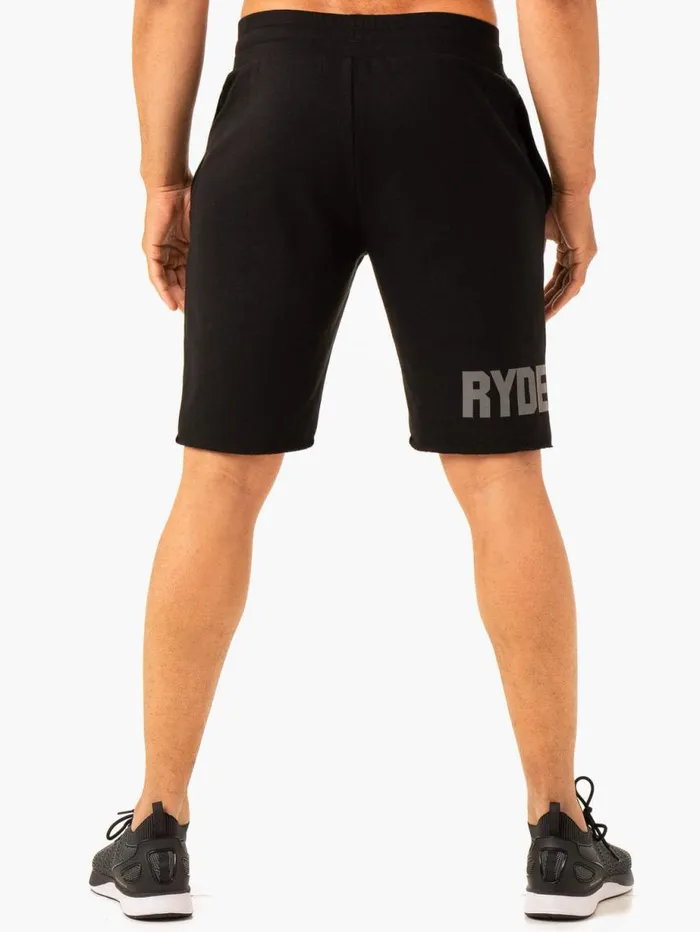 Gym Shorts Mens Ryderwear Heritage Fleece Track Shorts Black