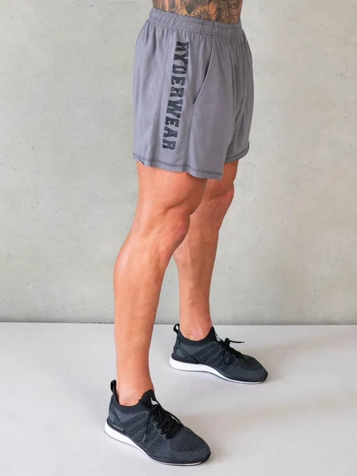 Gym Shorts Mens Ryderwear Octane Arnie Shorts Steel Grey