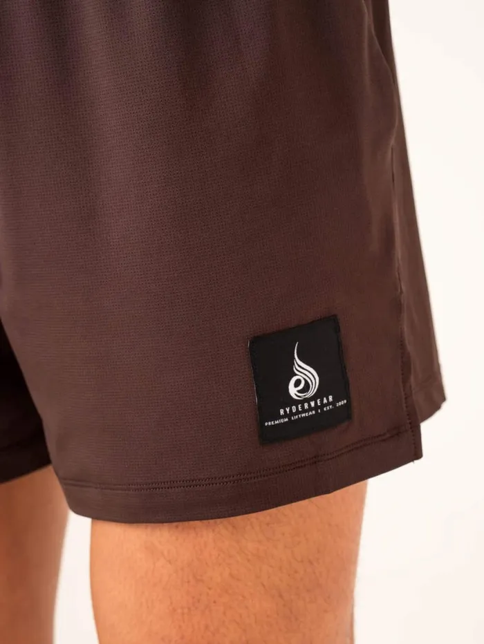 Gym Shorts Mens Ryderwear Terrain Mesh Gym Shorts Dark Oak