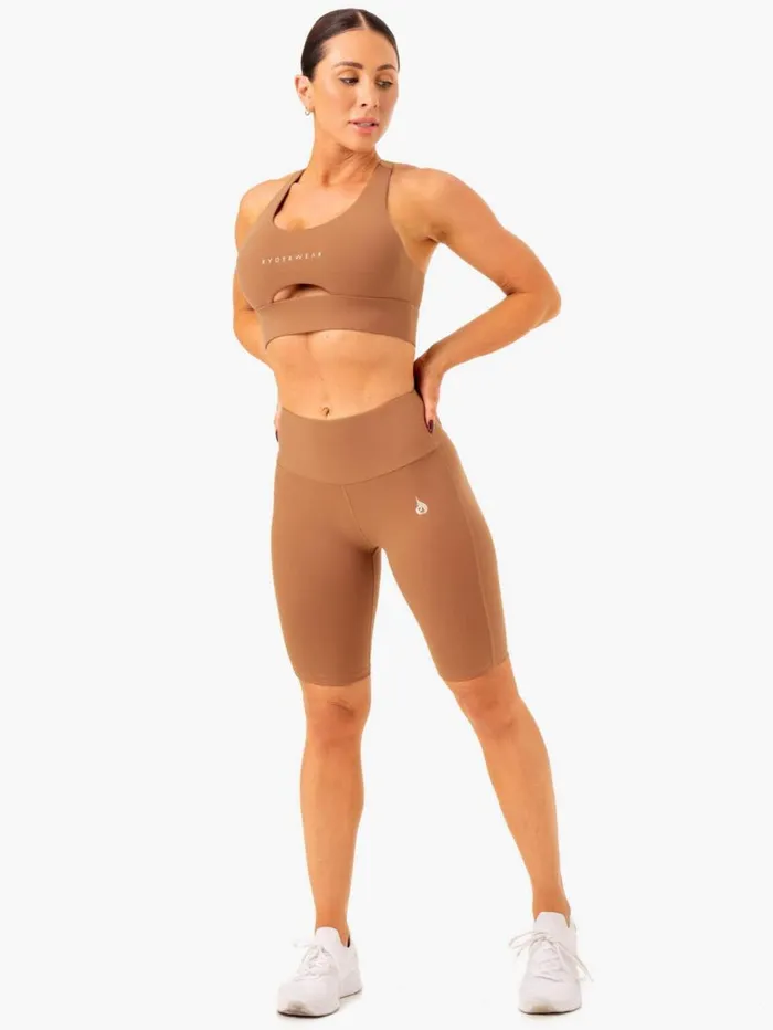 Gym Shorts Womens Ryderwear Action Bike Short Mocha
