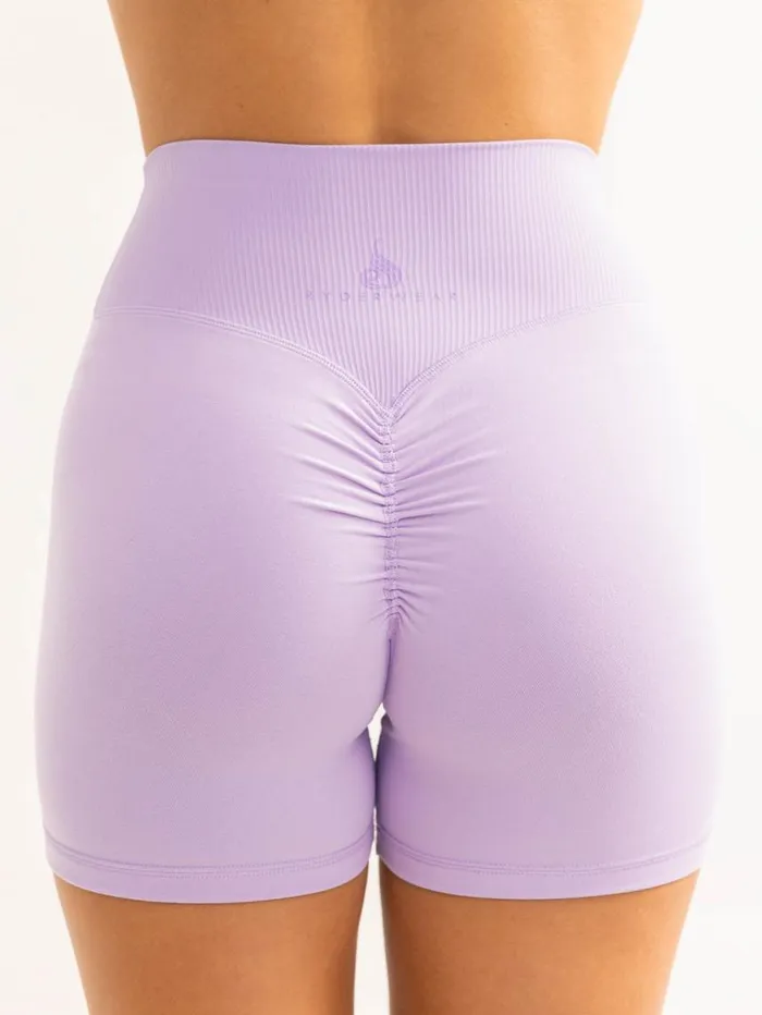 Gym Shorts Womens Ryderwear Activate Cross Over Scrunch Shorts Lavender