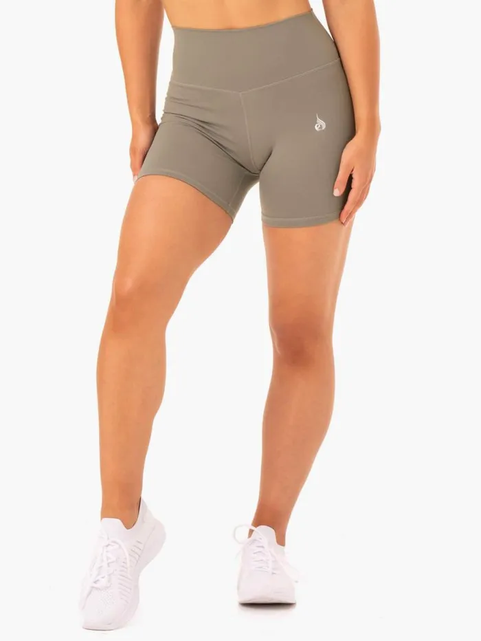 Gym Shorts Womens Ryderwear Base High Waisted Shorts Khaki