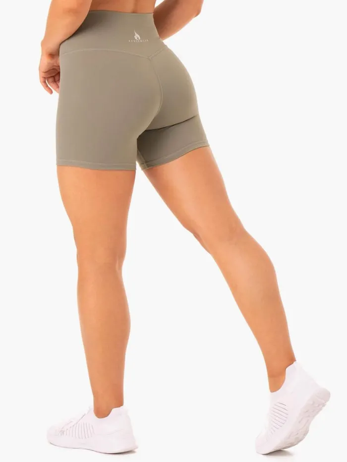 Gym Shorts Womens Ryderwear Base High Waisted Shorts Khaki