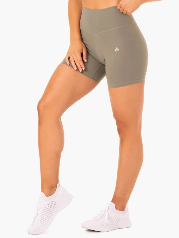 Gym Shorts Womens Ryderwear Base High Waisted Shorts Khaki
