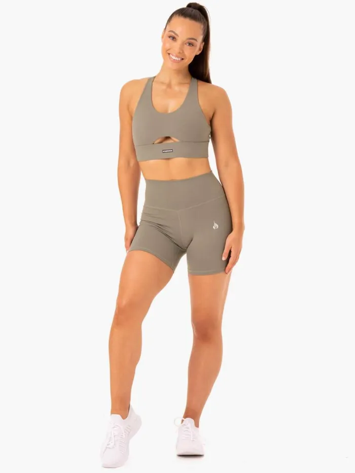 Gym Shorts Womens Ryderwear Base High Waisted Shorts Khaki