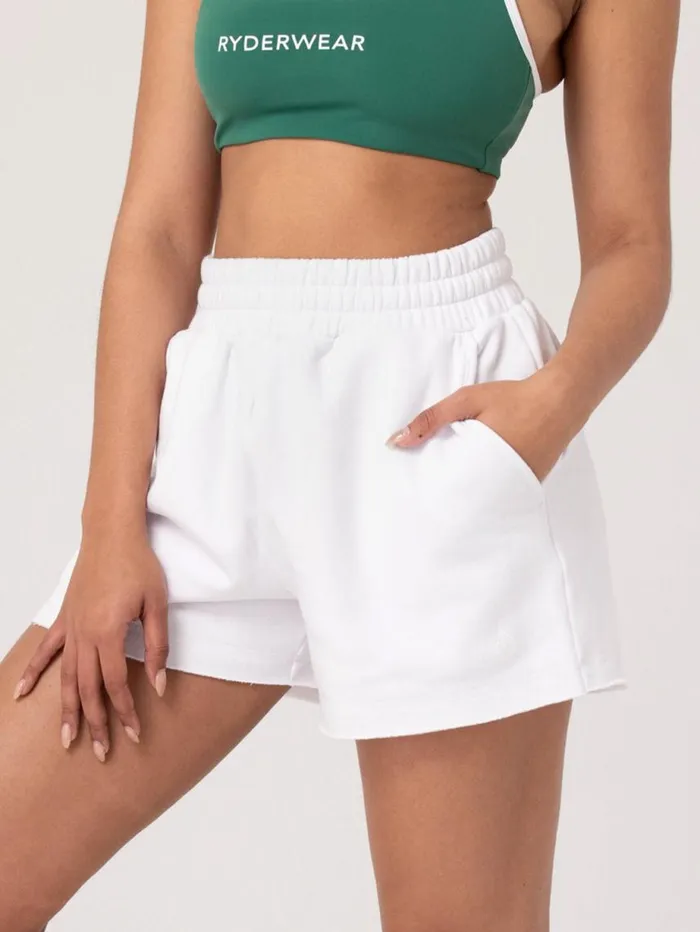 Gym Shorts Womens Ryderwear Elevate Track Short White