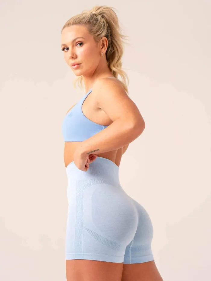 Gym Shorts Womens Ryderwear Evolve Seamless Shorts Sky Blue Marl