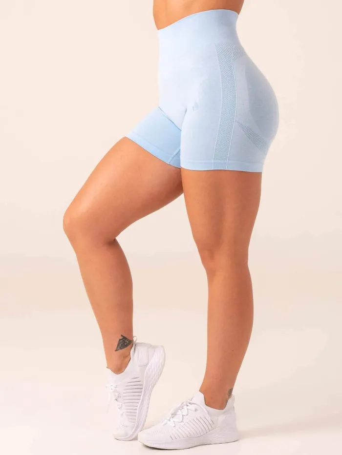 Gym Shorts Womens Ryderwear Evolve Seamless Shorts Sky Blue Marl