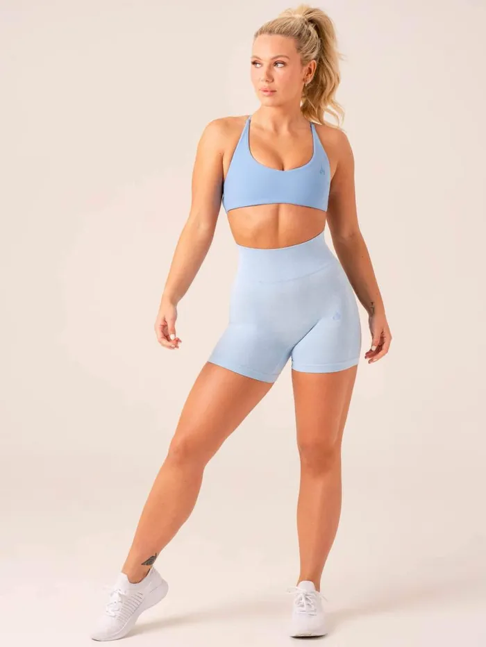 Gym Shorts Womens Ryderwear Evolve Seamless Shorts Sky Blue Marl
