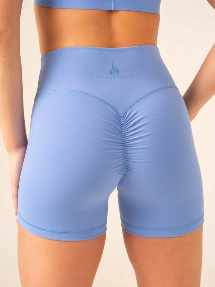 Gym Shorts Womens Ryderwear Extreme Scrunch Shorts Cornflower Blue