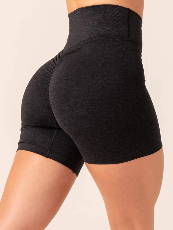 Gym Shorts Womens Ryderwear Focus Scrunch Seamless Shorts Black Marl