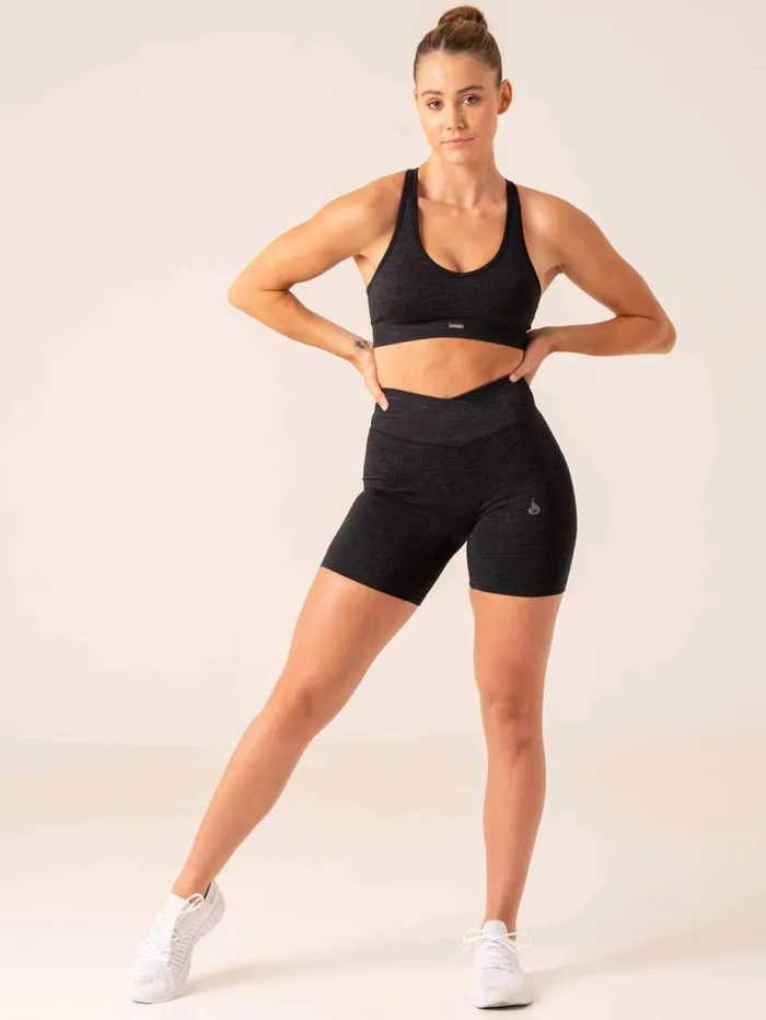 Gym Shorts Womens Ryderwear Focus Scrunch Seamless Shorts Black Marl