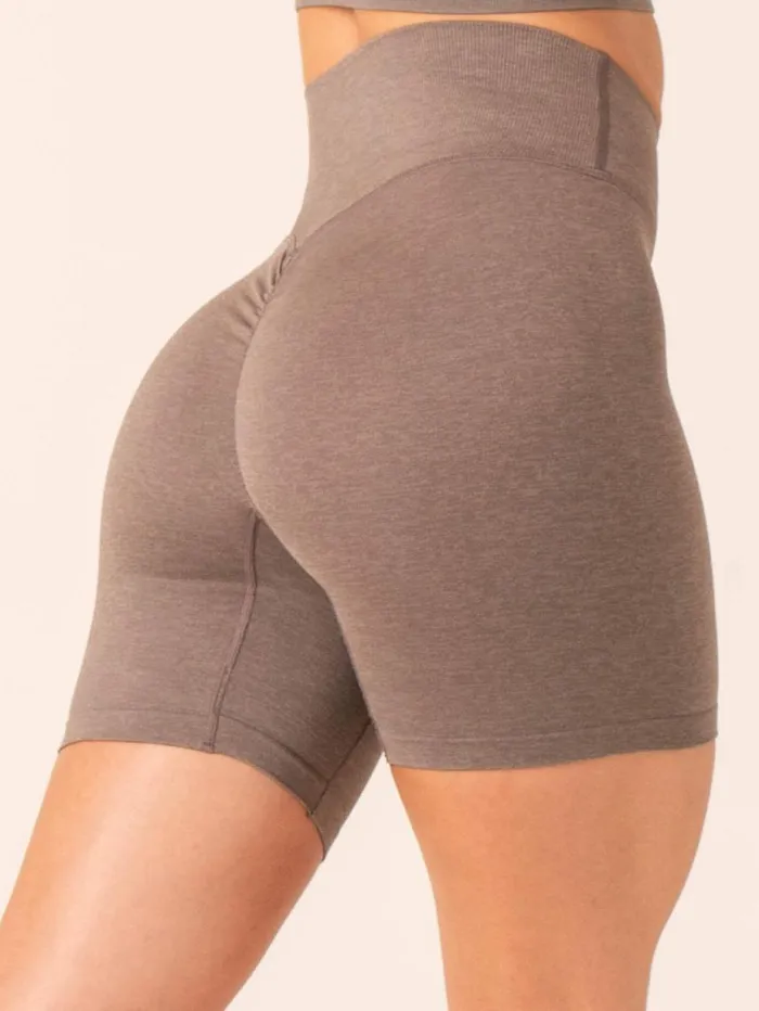 Gym Shorts Womens Ryderwear Focus Scrunch Seamless Shorts Taupe Marl