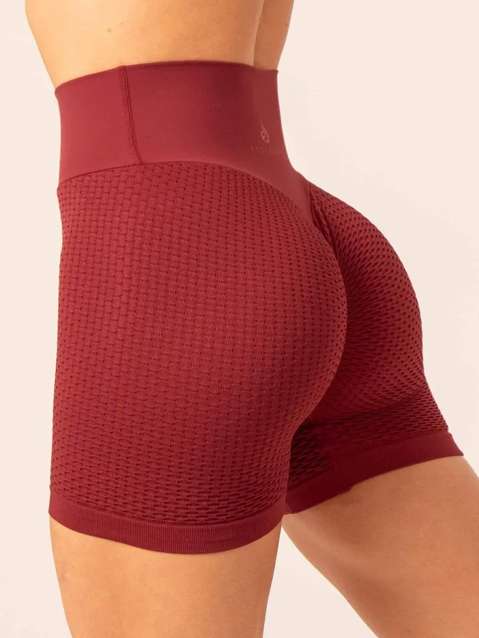 Gym Shorts Womens Ryderwear Honeycomb Scrunch Seamless Shorts Berry