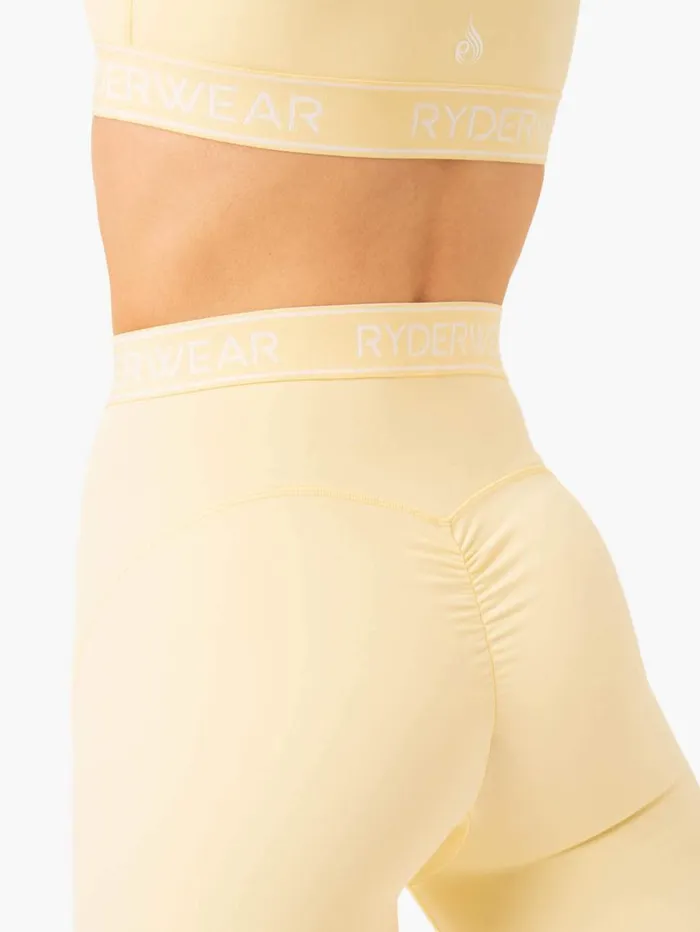 Gym Shorts Womens Ryderwear Level Up High Waisted Scrunch Shorts Butter