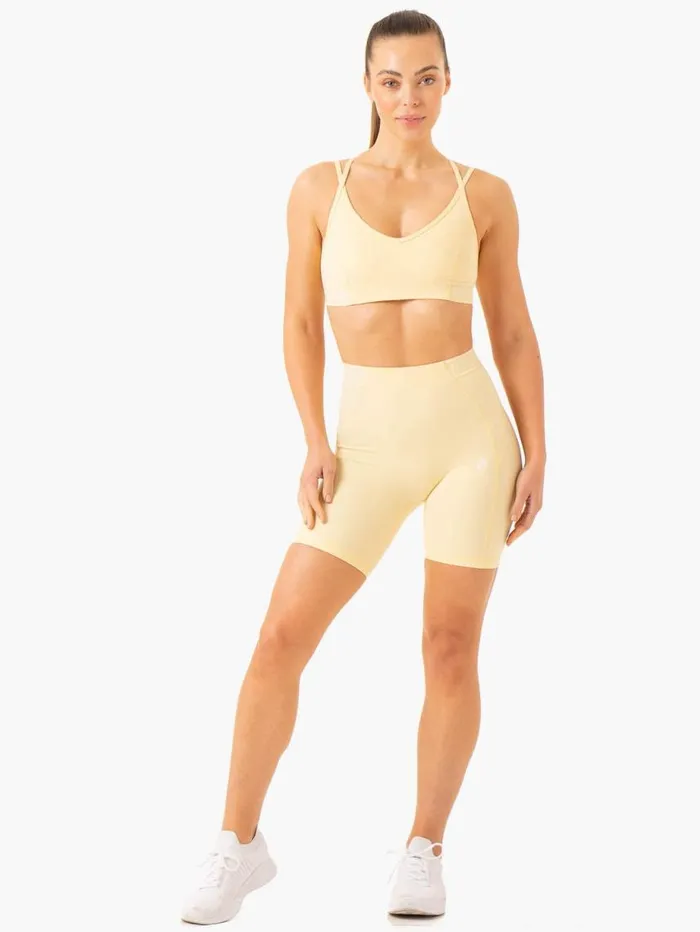 Gym Shorts Womens Ryderwear Level Up High Waisted Scrunch Shorts Butter