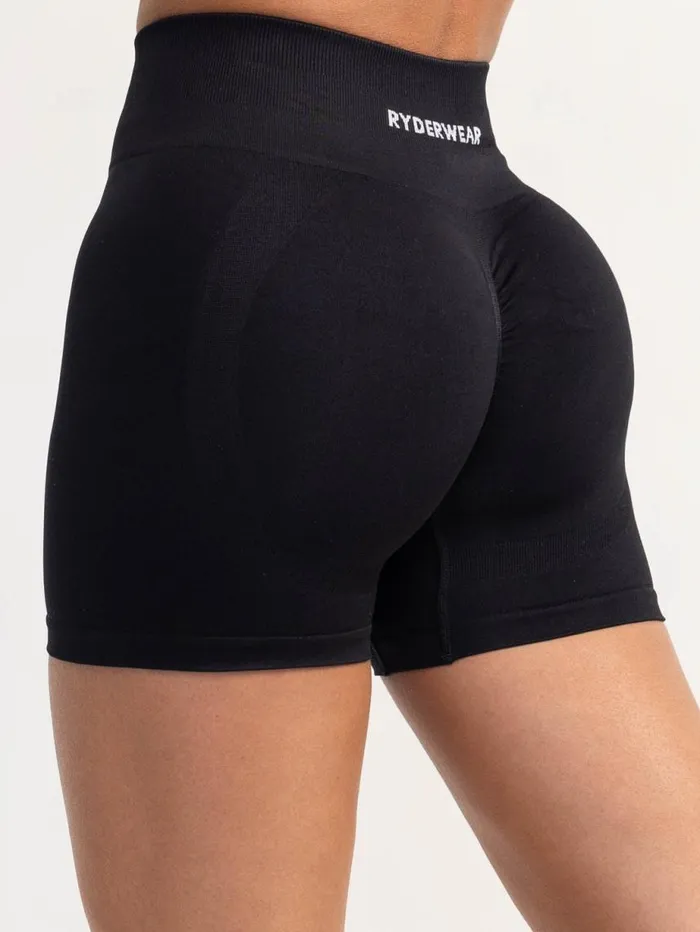 Gym Shorts Womens Ryderwear Lift 20 BBL Seamless Shorts Black