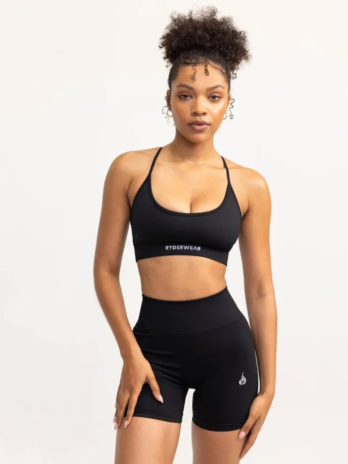 Gym Shorts Womens Ryderwear Lift 20 BBL Seamless Shorts Black