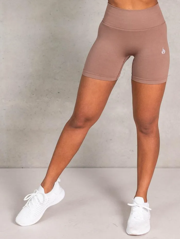 Gym Shorts Womens Ryderwear Lift BBL Scrunch Seamless Shorts Almond