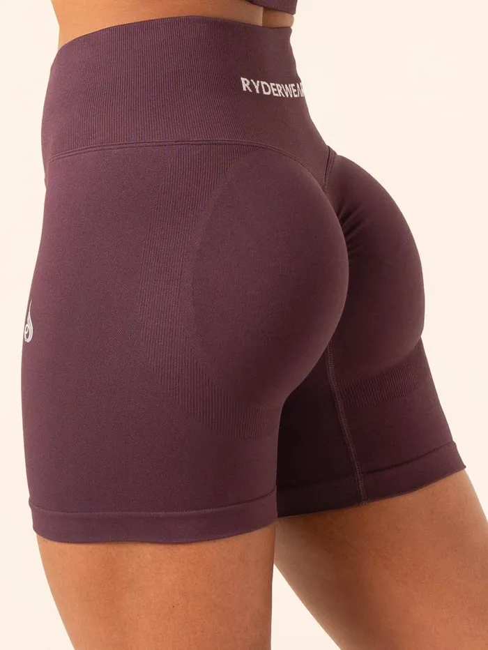 Gym Shorts Womens Ryderwear Lift BBL Scrunch Seamless Shorts Plum