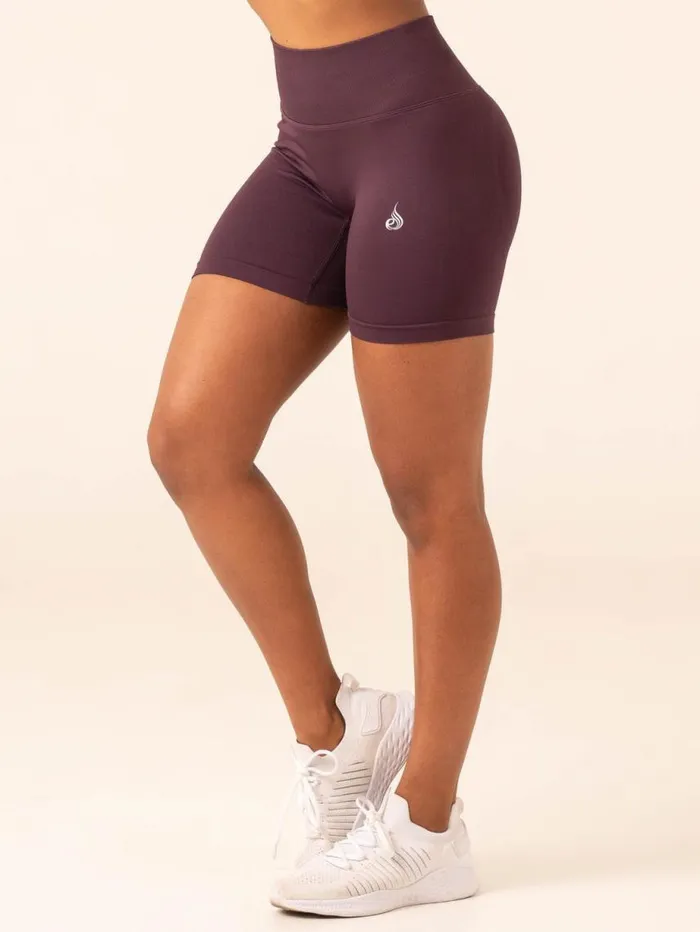 Gym Shorts Womens Ryderwear Lift BBL Scrunch Seamless Shorts Plum