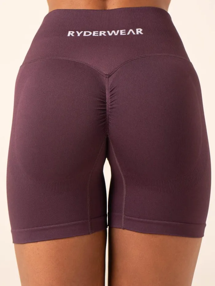 Gym Shorts Womens Ryderwear Lift BBL Scrunch Seamless Shorts Plum