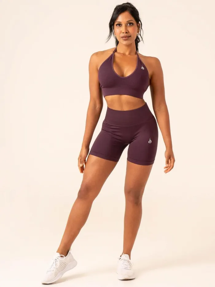 Gym Shorts Womens Ryderwear Lift BBL Scrunch Seamless Shorts Plum
