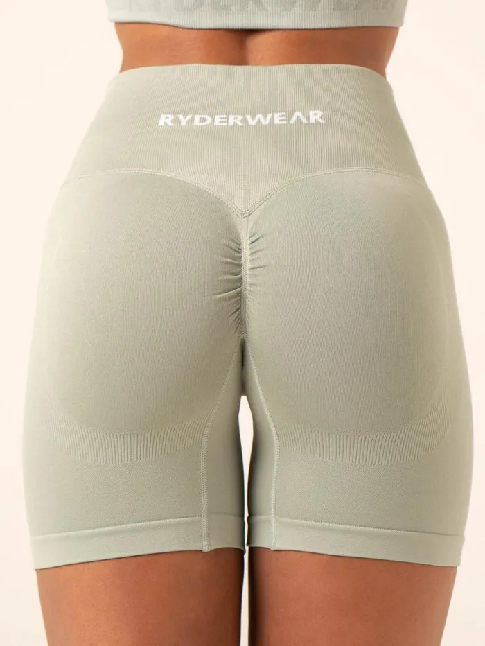 Gym Shorts Womens Ryderwear Lift BBL Scrunch Seamless Shorts Sage