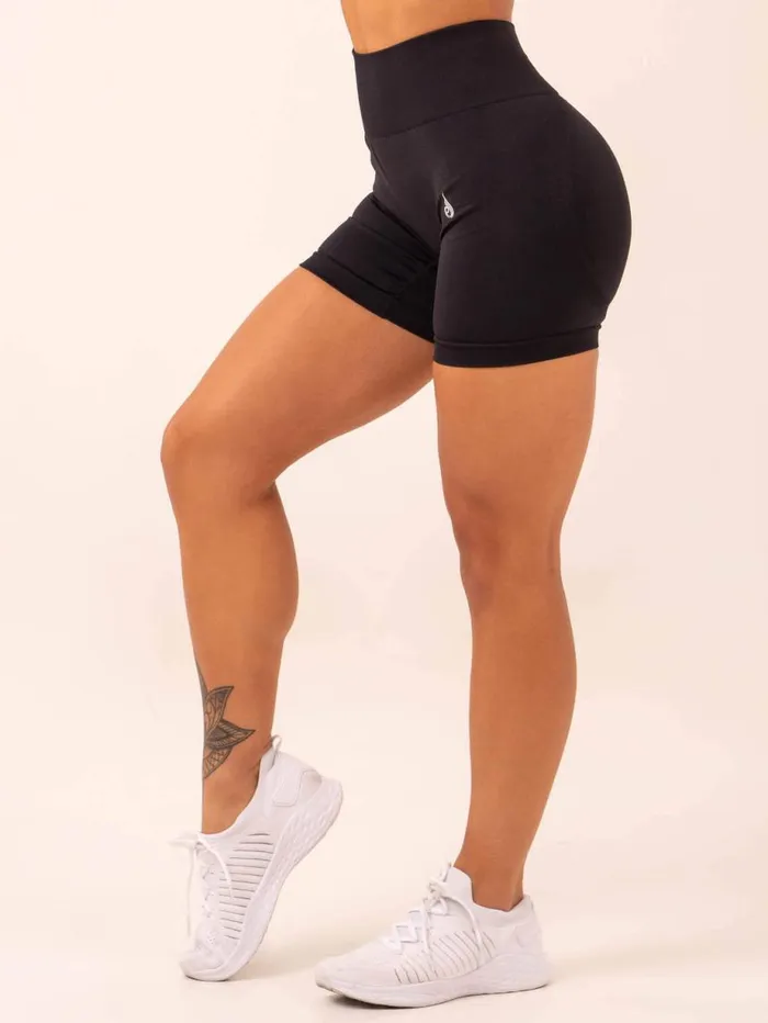 Gym Shorts Womens Ryderwear Lift Scrunch Seamless Shorts Black