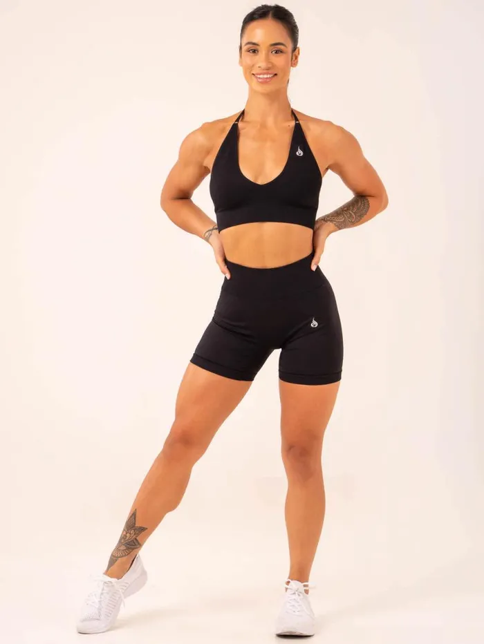 Gym Shorts Womens Ryderwear Lift Scrunch Seamless Shorts Black