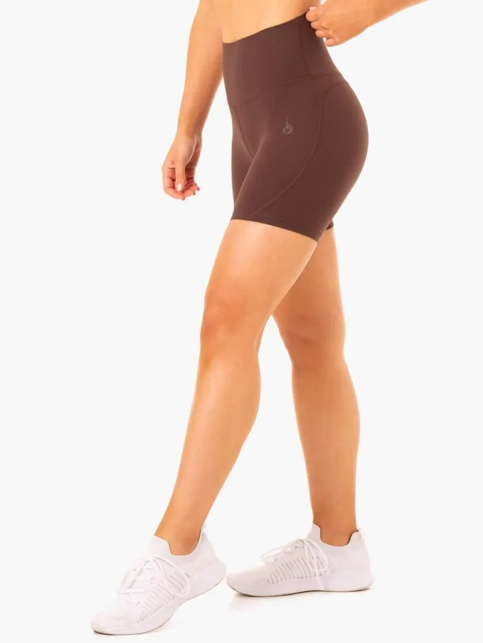 Gym Shorts Womens Ryderwear NKD Align Shorts Chocolate