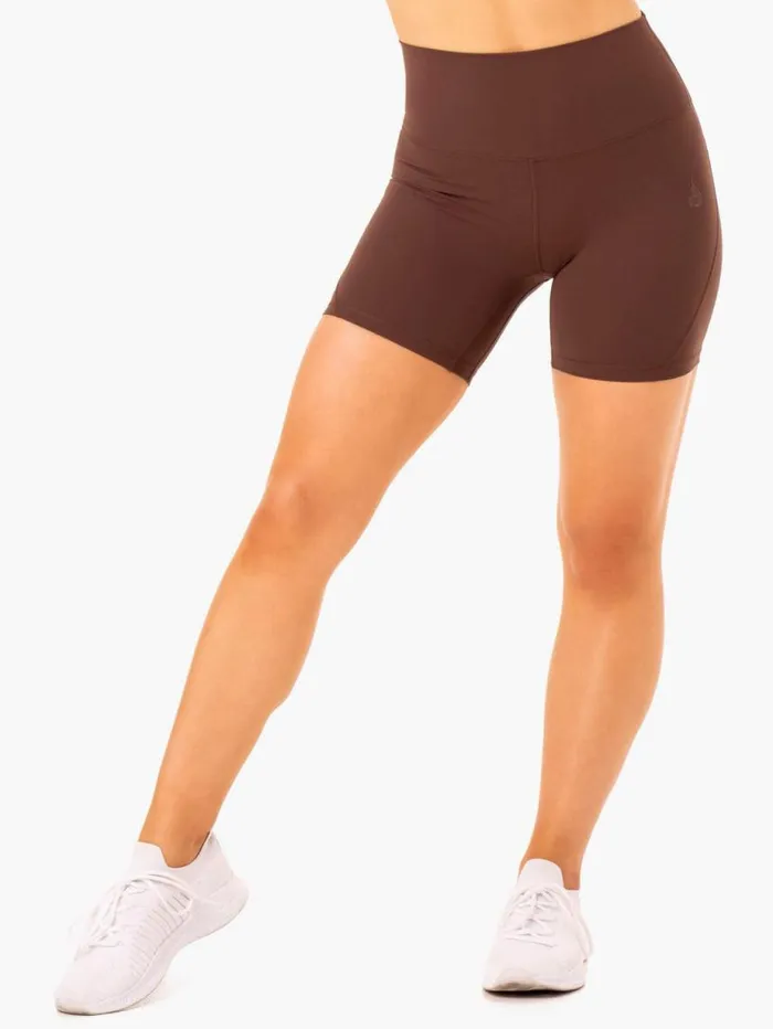 Gym Shorts Womens Ryderwear NKD Align Shorts Chocolate