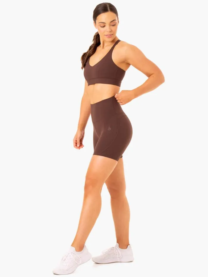 Gym Shorts Womens Ryderwear NKD Align Shorts Chocolate