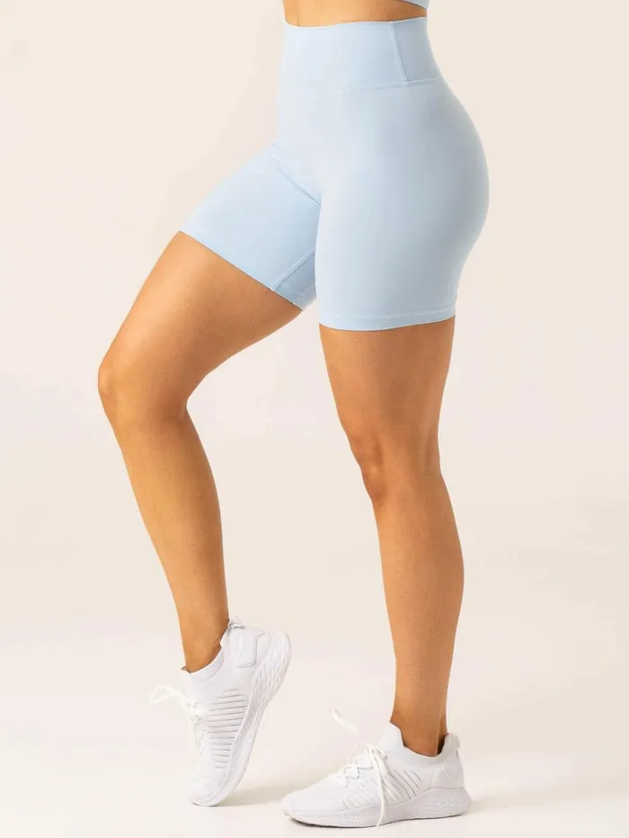 Gym Shorts Womens Ryderwear NKD Arch MidLength Shorts Baby Blue
