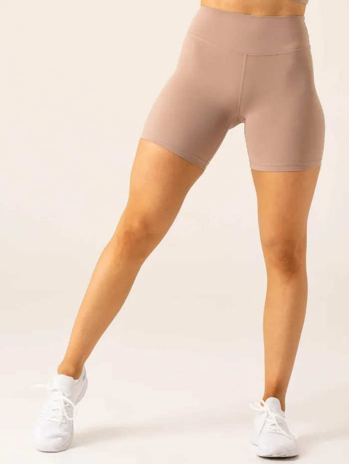 Gym Shorts Womens Ryderwear NKD Arch MidLength Shorts Taupe