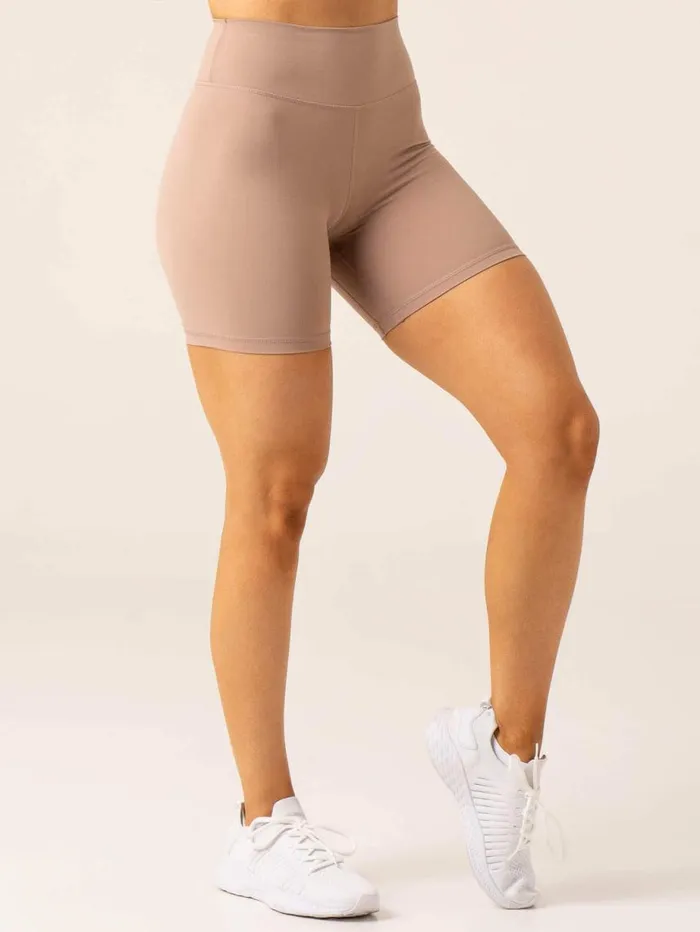 Gym Shorts Womens Ryderwear NKD Arch MidLength Shorts Taupe