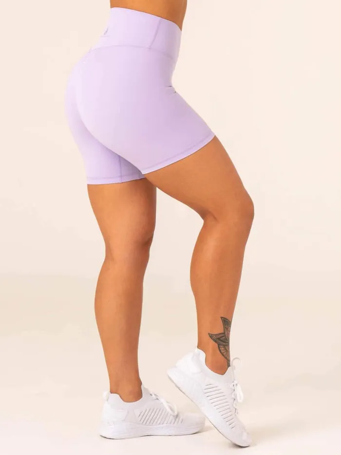 Gym Shorts Womens Ryderwear NKD High Waisted Scrunch Shorts Lavender