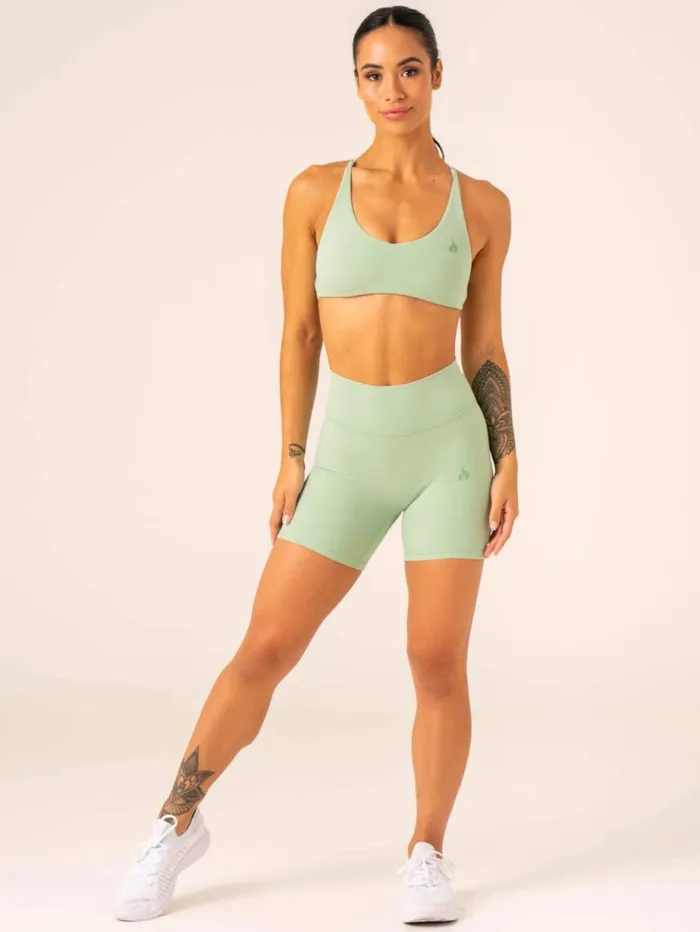 Gym Shorts Womens Ryderwear NKD High Waisted Scrunch Shorts Pistachio
