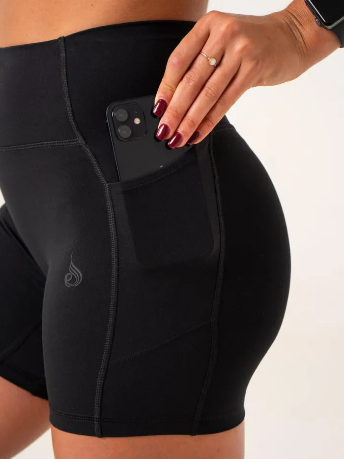 Gym Shorts Womens Ryderwear NKD Pocket Shorts Black