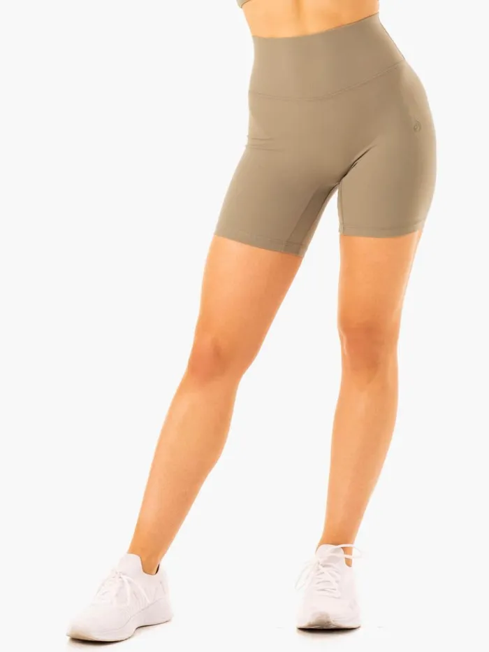 Gym Shorts Womens Ryderwear NKD Refine High Waisted Shorts Khaki