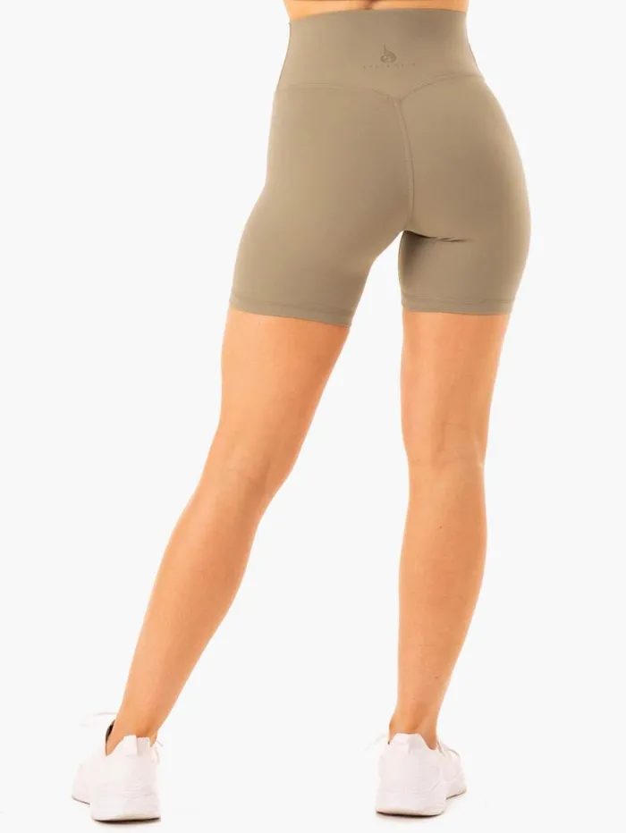 Gym Shorts Womens Ryderwear NKD Refine High Waisted Shorts Khaki