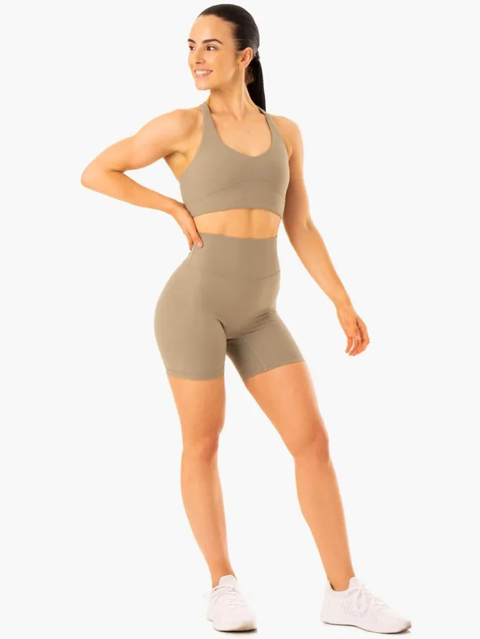 Gym Shorts Womens Ryderwear NKD Refine High Waisted Shorts Khaki