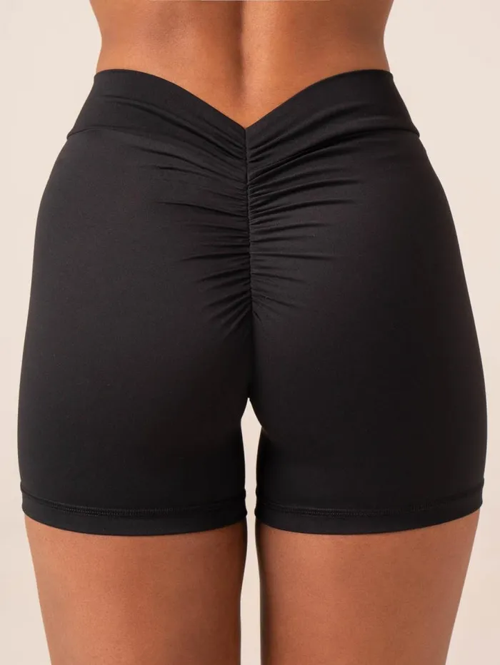 Gym Shorts Womens Ryderwear NKD V Scrunch Shorts Black