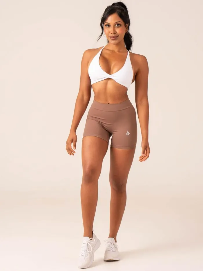 Gym Shorts Womens Ryderwear NKD V Scrunch Shorts Mocha