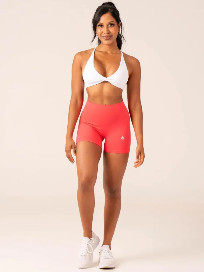 Gym Shorts Womens Ryderwear NKD V Scrunch Shorts Neon Salmon
