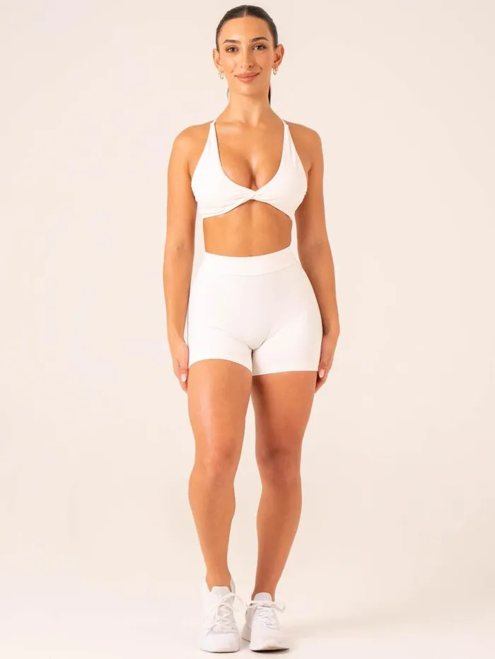 Gym Shorts Womens Ryderwear NKD V Scrunch Shorts Off White