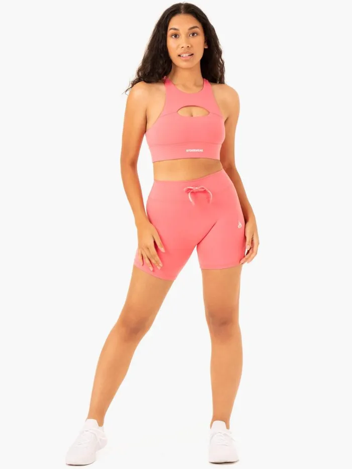 Gym Shorts Womens Ryderwear Replay High Waisted Shorts Coral