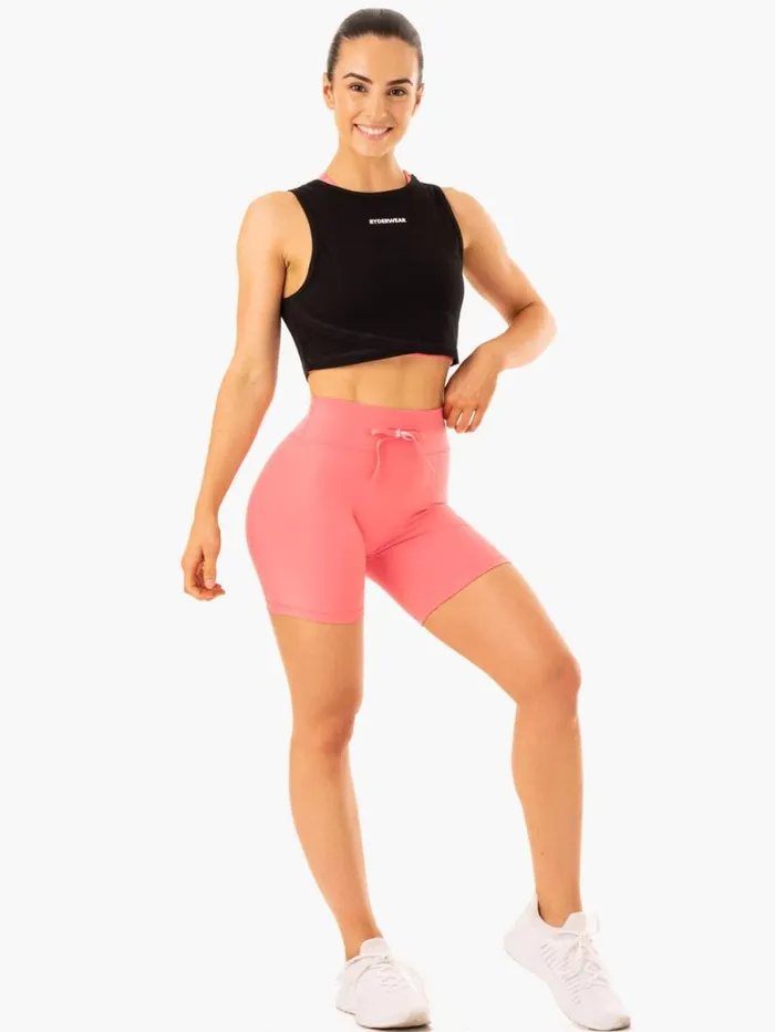 Gym Shorts Womens Ryderwear Replay High Waisted Shorts Coral