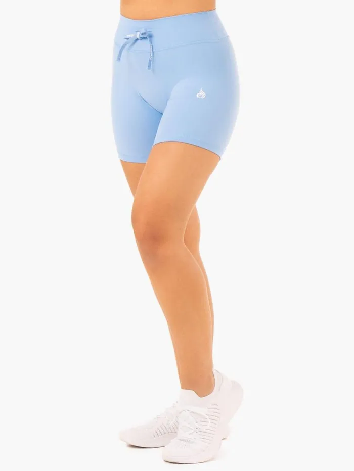 Gym Shorts Womens Ryderwear Replay High Waisted Shorts Sky Blue